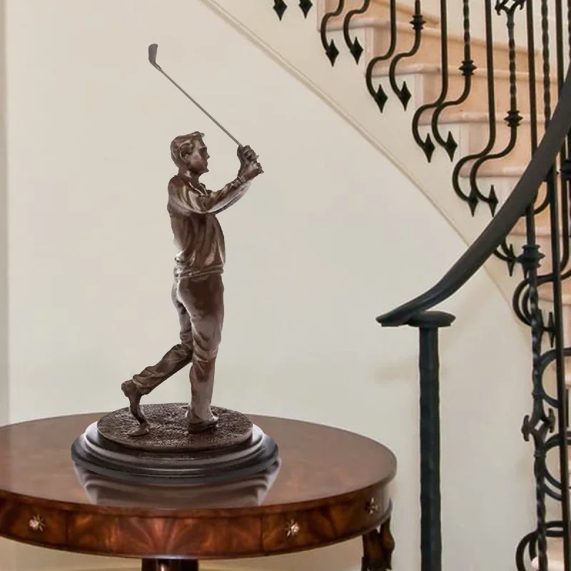 Industrial pipe floor lamps-FINEST Bronze Golfer Swing Sculpture Art for Sale FB-060