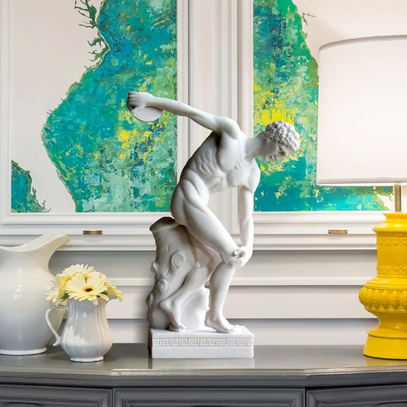 Eclectic floral cushions-FINEST Classic Greek Discobolus of Myron Marble Statue FM-047