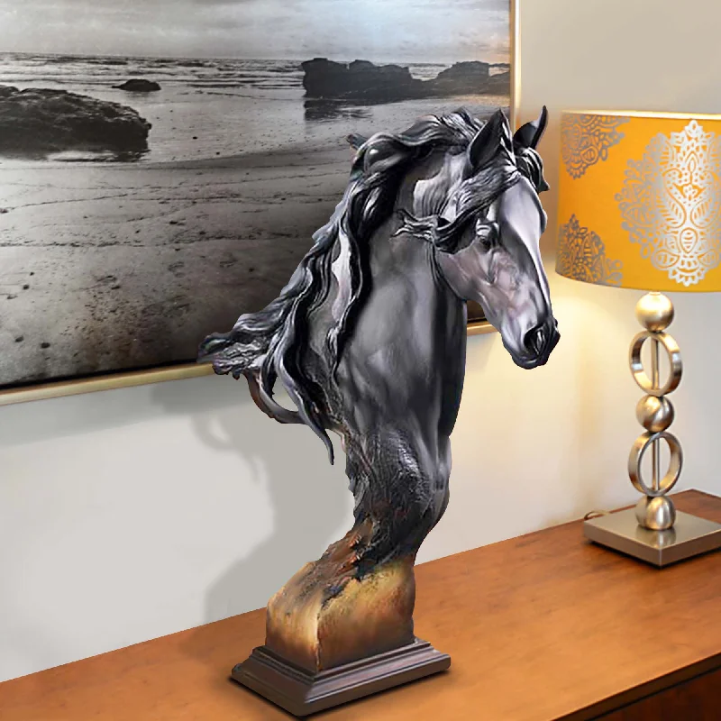 Elegant gold wall shelves-FINEST Custom Indoor Bronze Horse Head Sculpture for Sale FB-069