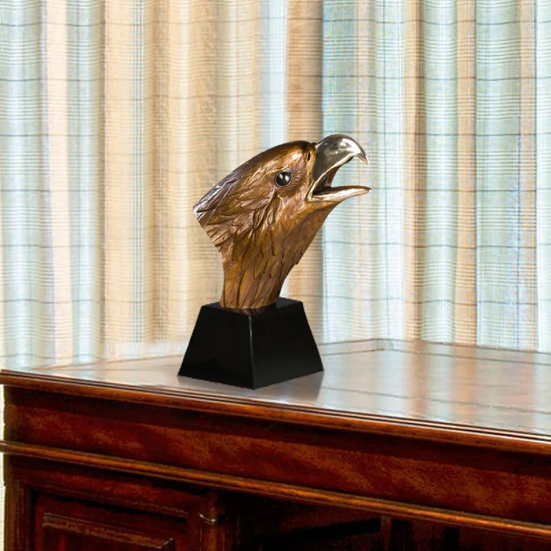 Coastal shell table decor-FINEST Desk Decor Bronze Bald Eagle Head Sculpture  FB-003