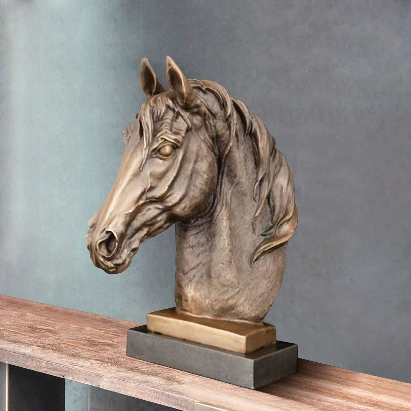 Glass terrarium wall art-FINEST Indoor Bronze Art Horse Head Sculpture FB-067