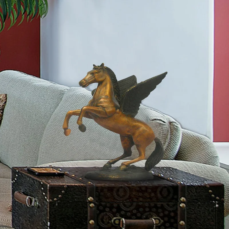 Mid-century oak wall shelves-FINEST Indoor Majestic Bronze Pegasus Horse Statue FB-047