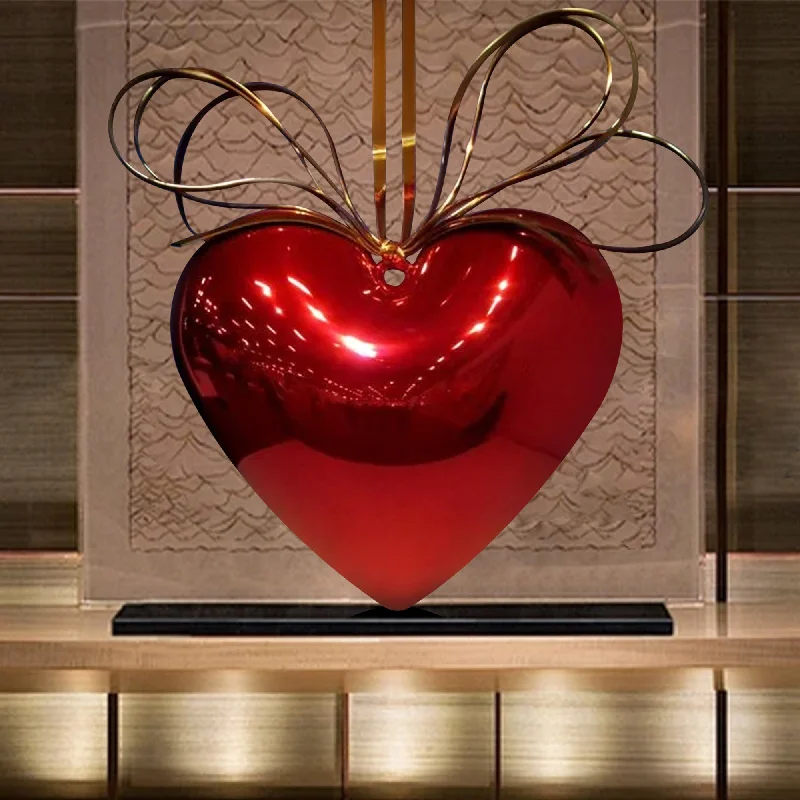 Retro polka dot wall art-FINEST Indoor Red Large Heart Stainless Steel Sculpture Artwork  FS-084