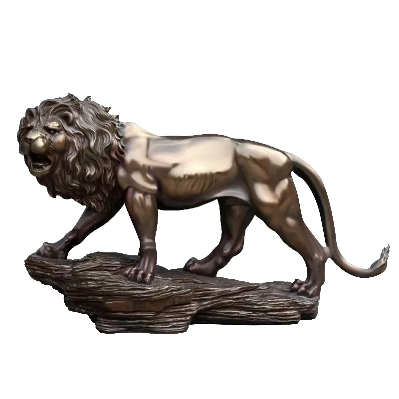 Mid-century brass table clocks-FINEST Majestic Bronze Lion Sculpture FB-070