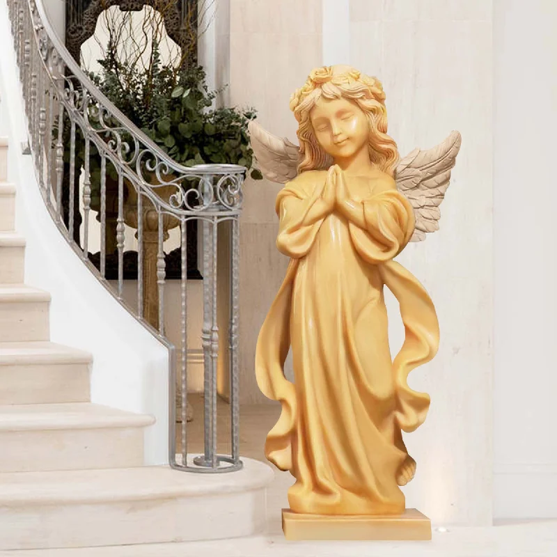 Glass cloche display domes-FINEST Marble Sculpture Little Angel Statue For Indoor or Outdoor FM-008