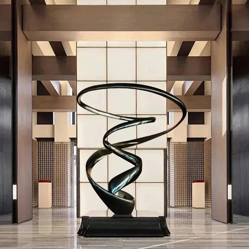 Retro geometric wall hangings-FINEST Modern Abstract Spiral Stainless Steel Sculpture For Sale FS-049