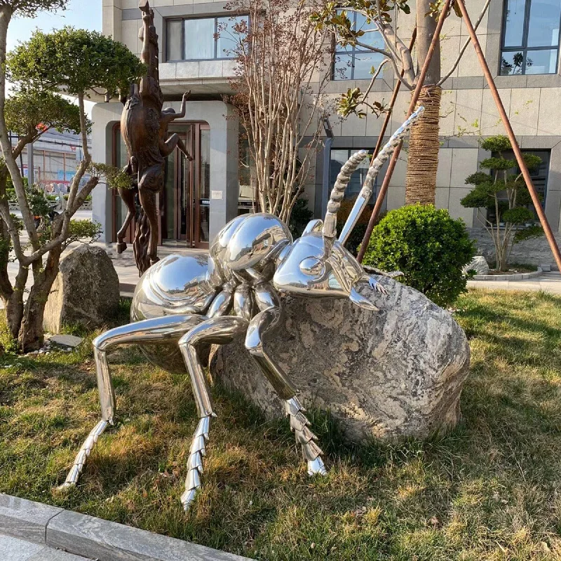 Copper hanging planters-FINEST Outdoor Art Stainless Steel Ant Animal Sculpture FS-015