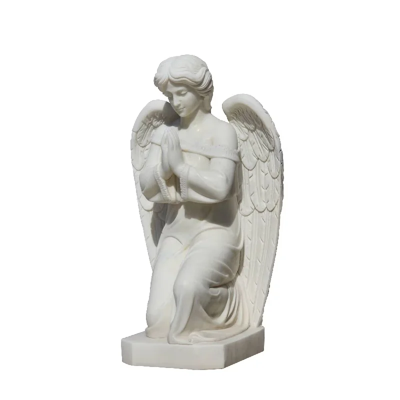 Rustic oak wall hooks-FINEST Praying Angel Marble Statue - Symbol of Peace and Devotion FM-042