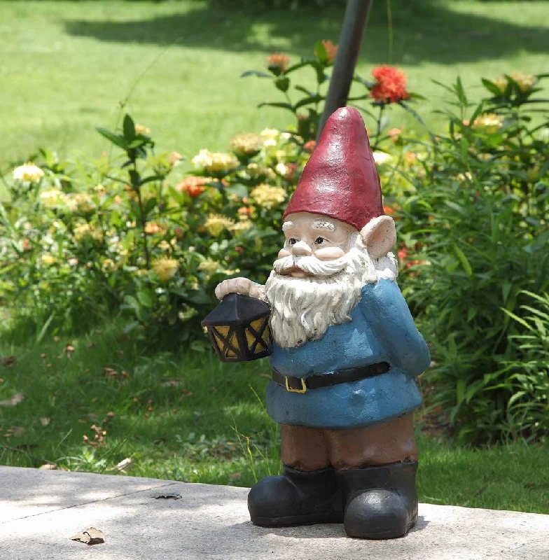 Colorful ceramic candle holders-Gnome Holding A Lantern