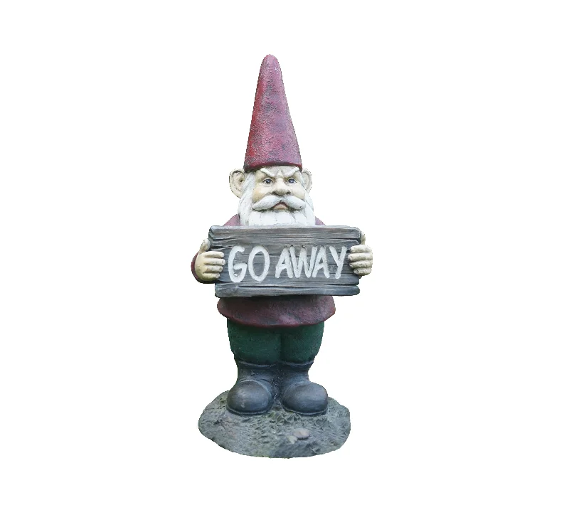 Velvet bolster pillows-Gnome Holds Go Away Sign