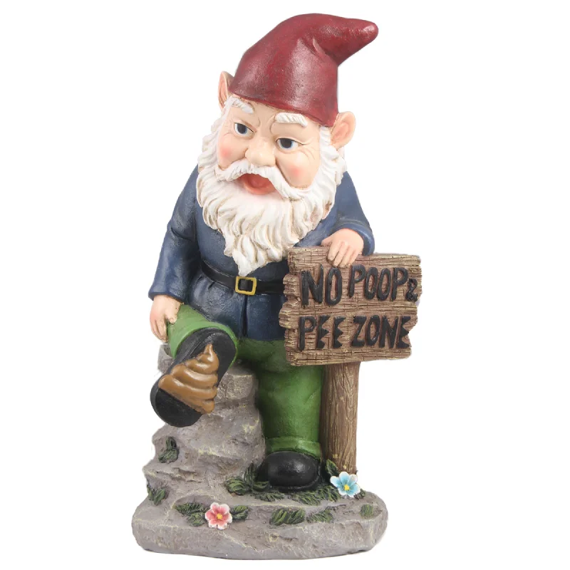 Eclectic floral throw rugs-Gnome With Sign