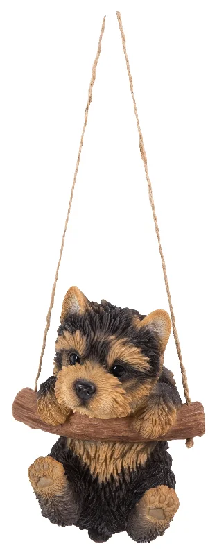 Abstract wooden wall panels-Hanging Yorkshire Terrier Puppy Statue