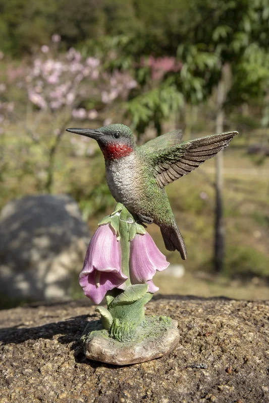 Plush velvet throw blankets-Hummingbird On Foxglove Statue