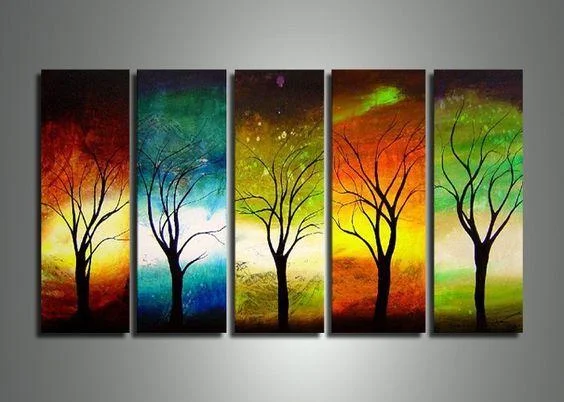 Industrial pipe wall art-Large Acrylic Painting, Tree of Life Painting, Living Room Wall Art Paintings, Modern Contemporary Art, Tree Paintings