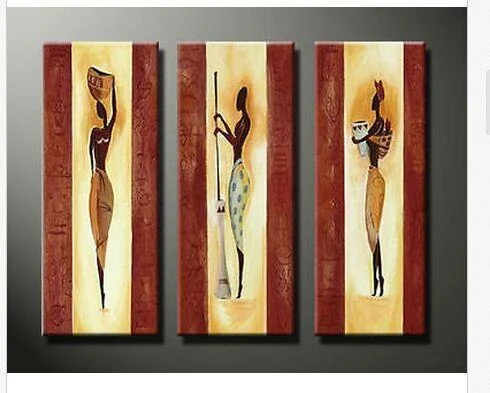 Handmade clay wall tiles-Living Room Abstract Painting, African Woman Painting, African Girl Art, Abstract Figure Art