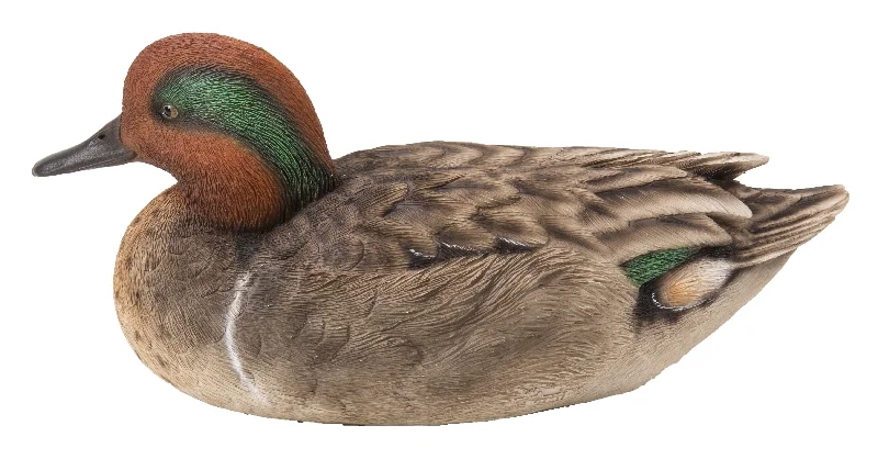 Plush faux fur throw pillows-Mallard With Green Wing Statue