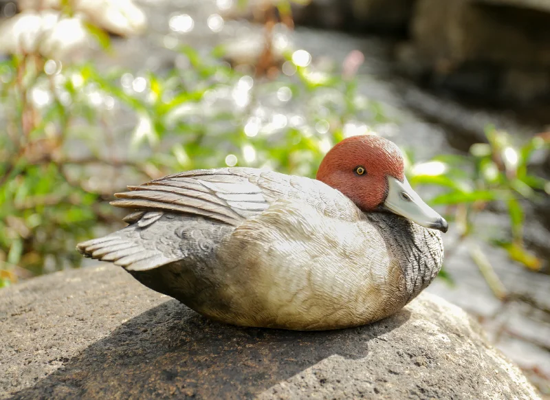 Farmhouse wooden picture frames-Mallard with Red Head Mallard Statue