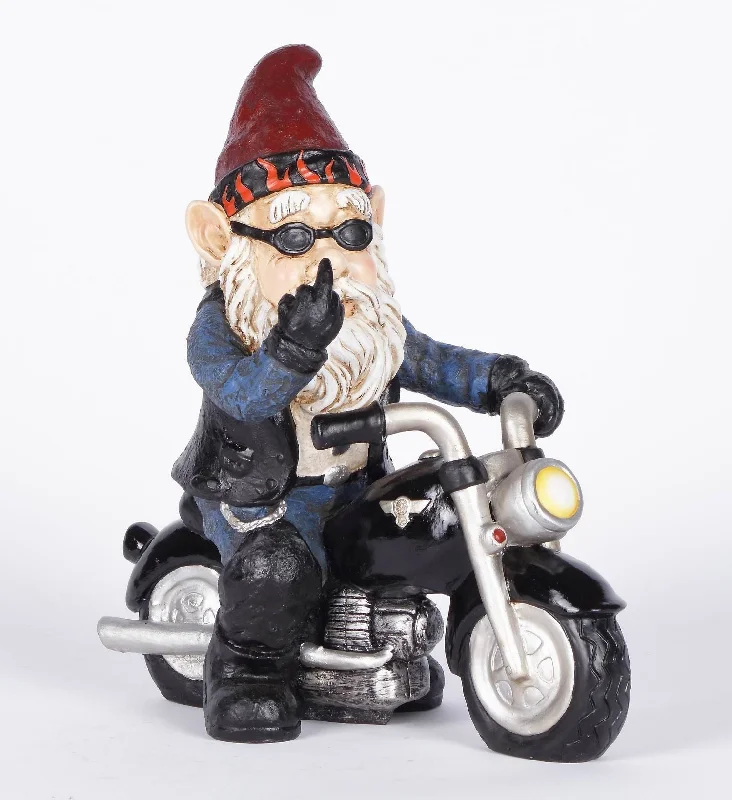 Woven sisal storage baskets-Hi-Line Exclusive - Middle Finger Biker Gnome