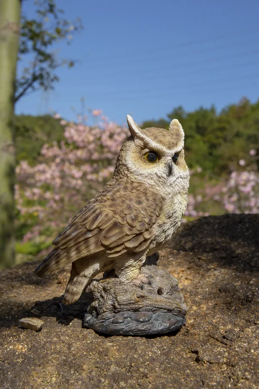 Scandinavian cotton rugs-Singing Long Eared Owl Standing Stump - Garden Statue