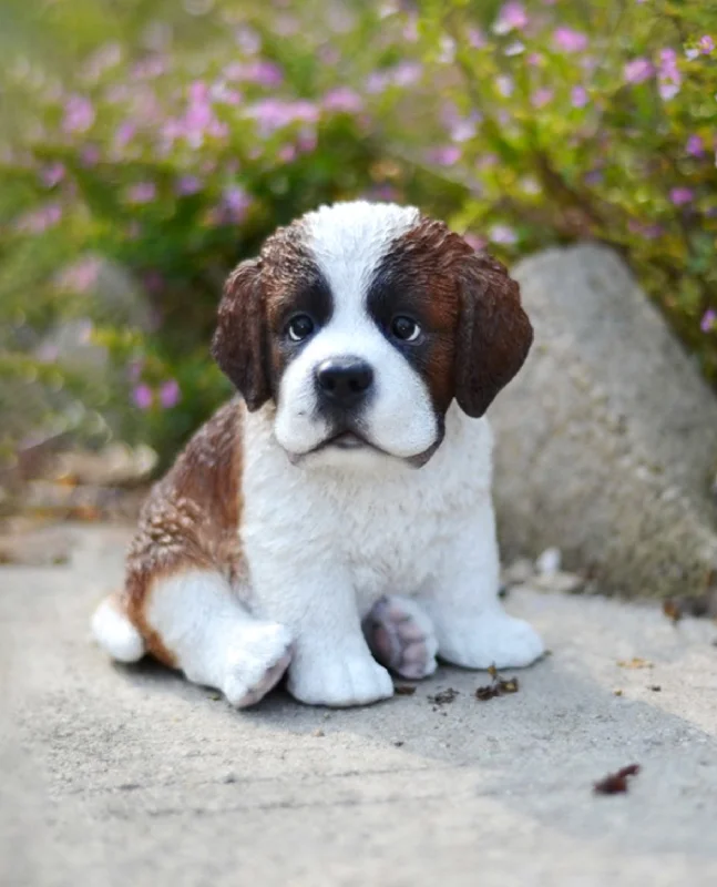 Minimalist white wall clocks-Pet Pals-Saint Bernard Puppy Statue