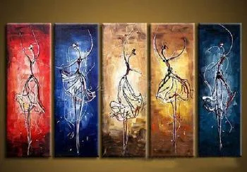 Glass cloche display domes-5 Piece Canvas Paintings, Ballet Dancer Painting, Dancing Girl Painting, Abstract Painting for Dining Room, Abstract Acrylic Painting on Canvas