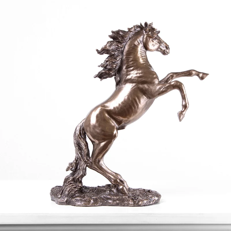 Elegant gold candle sconces-Prancing Horse Sculpture in Bronze (Cold Cast Bronze Animal Statue)