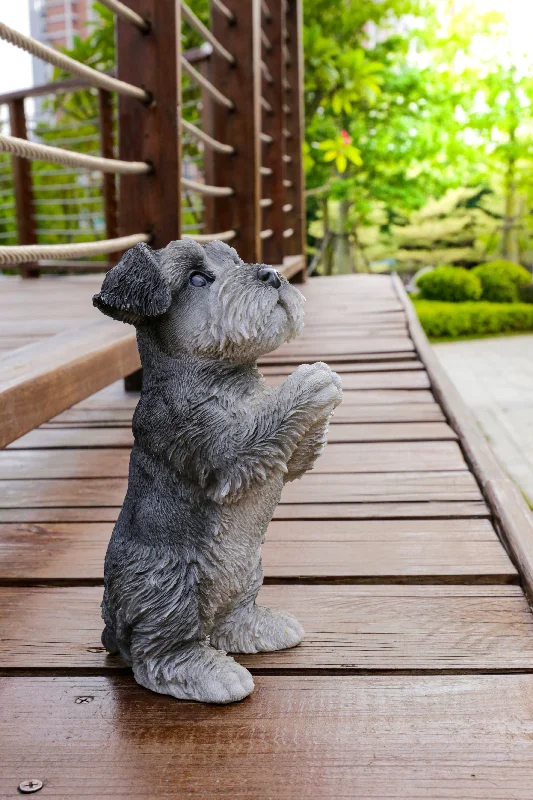 Handmade clay figurines-Praying Schnauzer Puppy Statue