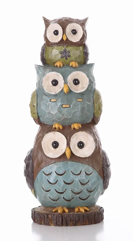 Scandinavian felt throw pillows-Stacking Owls-Garden Statue