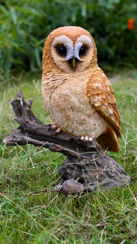 Colorful glass wall mirrors-Tawny Owl On Stump - Garden Statue