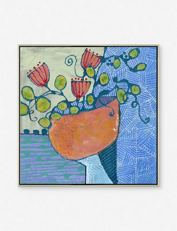 Scandinavian wool wall hangings-Three Flowers in Orange Vase Print by Jill Krasner