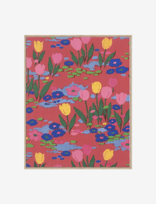 Velvet round table decor-Tulips I Print by Paule Marrot