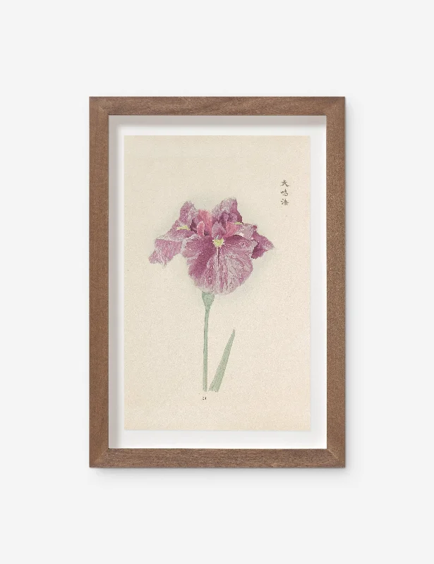 Handmade clay wall tiles-Vintage Japanese Iris No. 24 Wall Art by Miyoshi Manabu