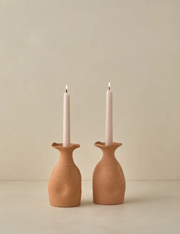 Handcrafted pottery bowls-Helen Candle Holders (Set of 2) by dumæ