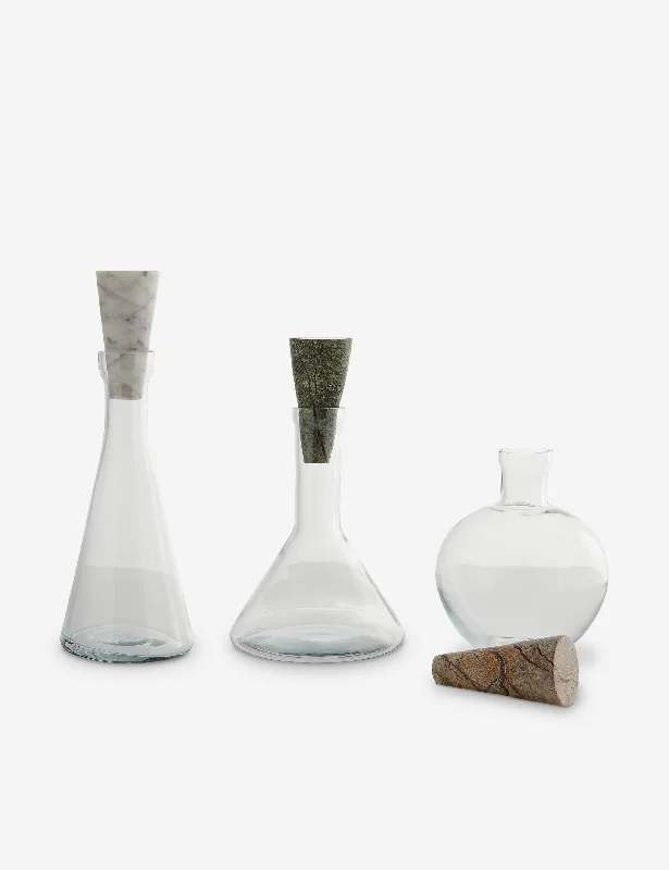 Marble geometric bookends-Oaklee Decanters (Set of 3) by Arteriors